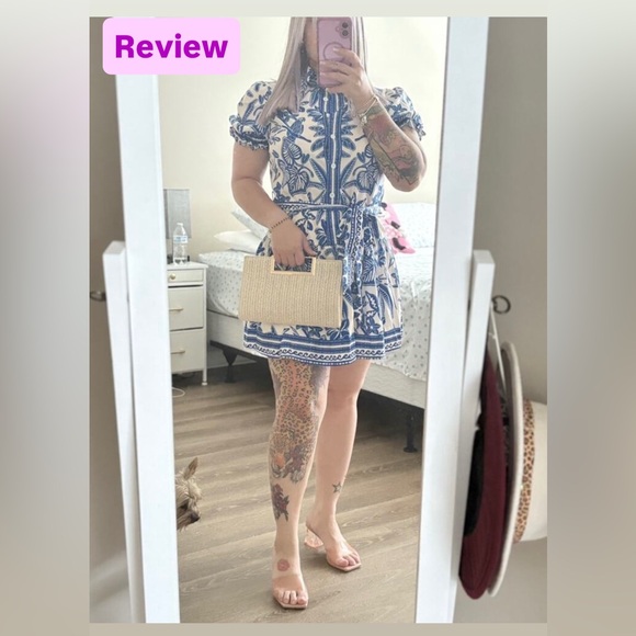 NEW - Vacation Casual Bohemian Tropical Print A-Line Mini Dress - Picture 7 of 7